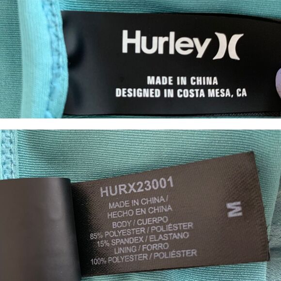 Hurley Women’s Teal Swimwear Top Side Drawstring, Removable Pads Size M - Picture 8 of 9